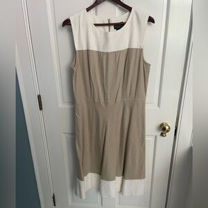 Pendleton Linen Tan and White Midi Dress